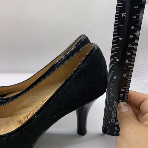 Sofft 1015421 Women Black Peep Toe Bow Suede Leather Heel Shoe Size 8.5 - Picture 4 of 8